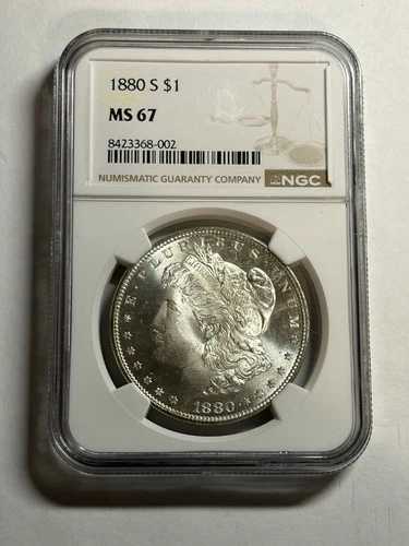 1880 S モーガン銀貨 NGC MS67 高品位ブラストホワイト GEM BU
