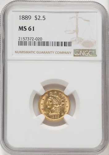 1889年 リバティヘッドクォーターイーグル 2.5ドル金貨 NGC MS61