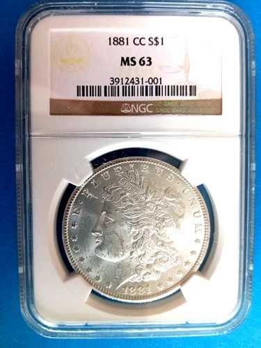 1881 cc モルガン銀貨 MS63 NGC認定、明るい白、優れた光沢