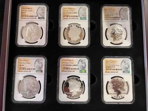 2023年 モルガン＆ピースドル 6枚セット 発行初日 NGC FDOI MS PF RP 70 193,050円