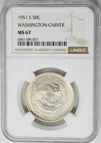 1951-S ワシントン カーバー ハーフ 50セント MS67 NGC 950476-31