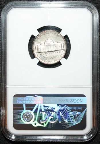 1957年製 5セント ジェファーソンニッケル リバースストラックスルー写真 NGC MS66 LOOK