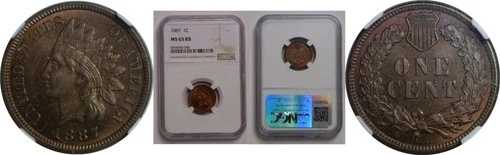 1887年インディアンヘッドセント NGC MS-65 RB