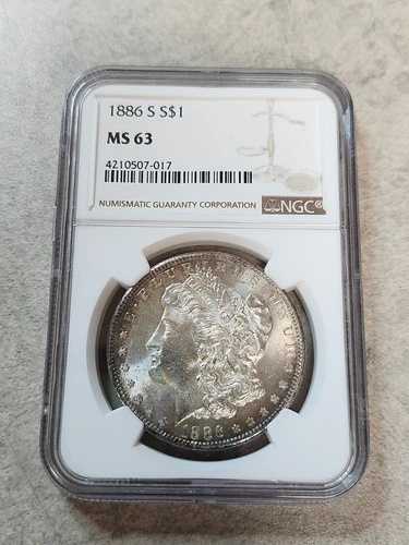 1886年製 S/S モルガン・ダラー - VAM-2 トップ100 - MS63 - NGC - ラスター