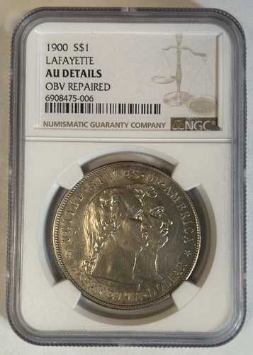 1900年 ラファイエット シルバー 記念 $1 ドルコイン NGC AU ディテール -硬貨・コイン