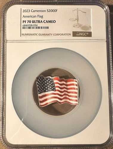 2023年 アメリカ国旗 S2000F カメルーン 1オンス 銀貨 NGC PF70 UC OGP付き ????