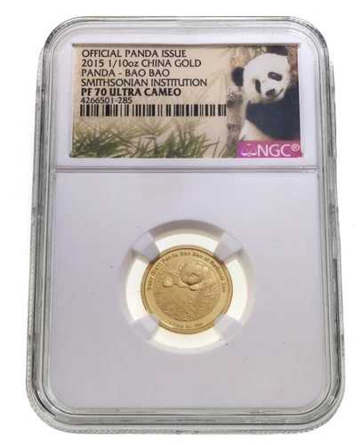2015年 中国金貨 1/10オンス パンダ バオバオ スミソニアン NGC PF70 ウルトラカメオ