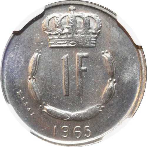 DC1083 レア ルクセンブルク 1 フラン エッサイ 大公ジャン 1965 NGC MS66-
