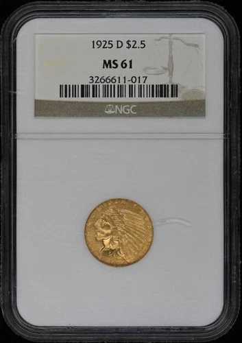 1925-D インディアン $2.50 NGC MS61