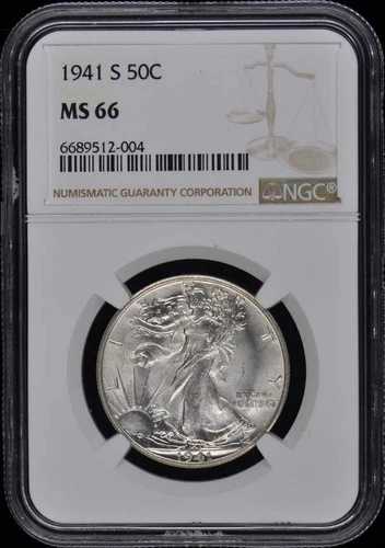 1941-S ウォーキング・リバティ・ハーフダラー 50セント NGC MS66