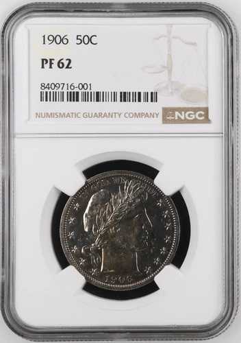 1906年 PR62 NGC 675 発行 $1,072 PCGS PG! 魅力的なプルーフ バーバー ハーフダラー 50セント