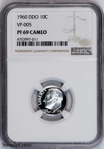 1960 DDO VP-005 ルーズベルト ダイム NGC PF69 カメオ CAM プルーフ ~ トップポップ! 1/1!