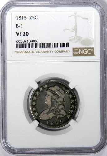 1815 年 バスト クォーター B-1 ~ 問題のない良好なツートン NGC VF20!