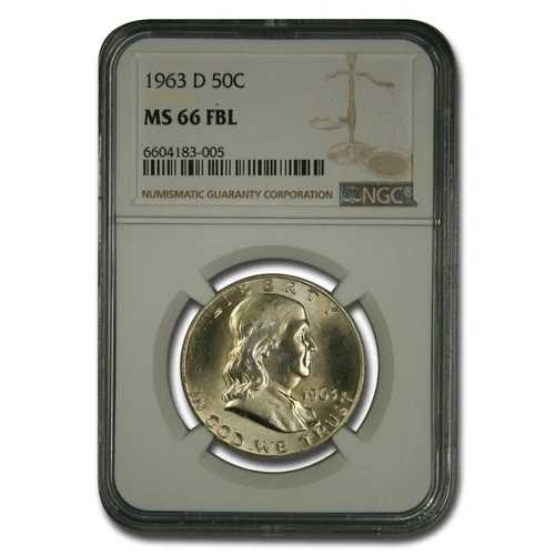1963-D フランクリン ハーフ ダラー MS-66 NGC (FBL)
