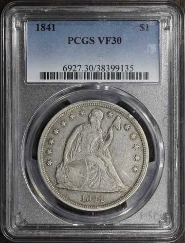 1841年 (VF30) 着席リバティドル $1 PCGS - 流通型着席ドル｜WORLD RESOURCE【QUEEN店】