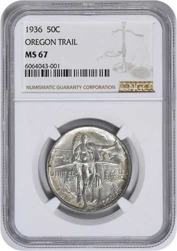 オレゴン記念銀貨ハーフドル 1936年 MS67 NGC