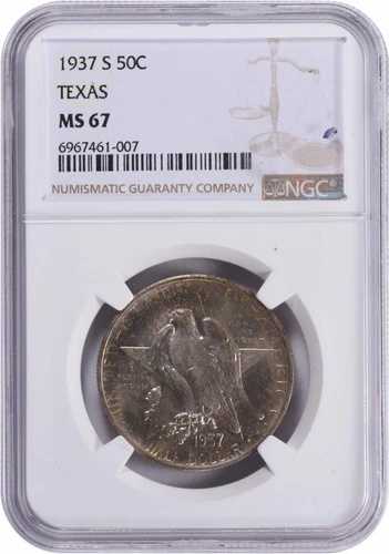 テキサス記念銀貨ハーフドル 1937-S MS67 NGC