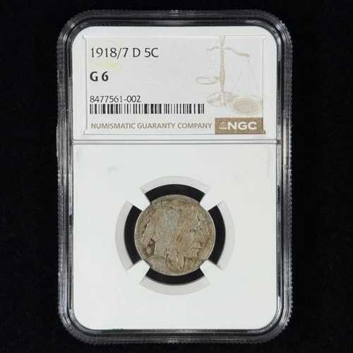 1918/7-D 5C G6 NGC バッファロー ニッケル - 希少なオーバーデイト