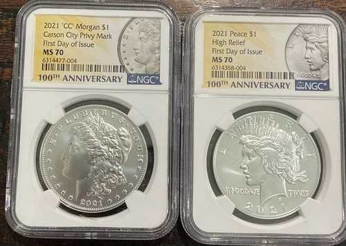 2021 CC モルガン＆ピースダラー NGC MS70 FDOI ~ 2枚 発行初日 希少｜WORLD RESOURCE【QUEEN店】