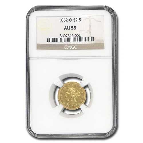 1852-O 2.50ドル リバティゴールドクォーターイーグル AU-55 NGC｜WORLD RESOURCE【QUEEN店】