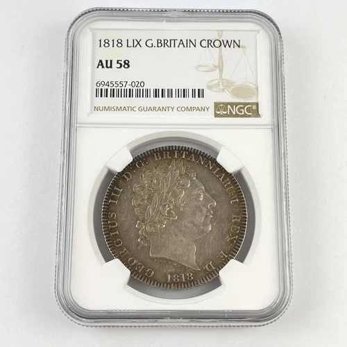 イギリス ジョージ3世 1818 LIX クラウン銀貨 AU 58 NGC 鑑定済み|WORLD RESOURCE【QUEEN店】