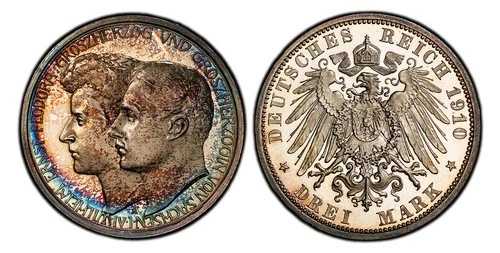 ドイツST.ザクセン＝ワイマール＝アイゼナハ。ヴィルヘルム・エルンスト。 1910-A AR 3 マーク。 PCGS PR66｜WORLD RESOURCE【QUEEN店】