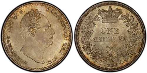 イギリス。ウィリアム4世 1835年 ARシリング。PCGS MS64+ KM 713; S-3835｜WORLD RESOURCE【QUEEN店】