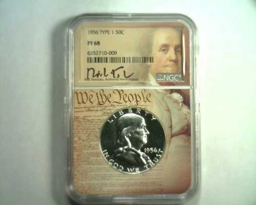 1956年 タイプ1 フランクリン ハーフダラー NGC PF68 リック・トマスカ直筆サイン入り 美品オリジナル｜WORLD RESOURCE【QUEEN店】