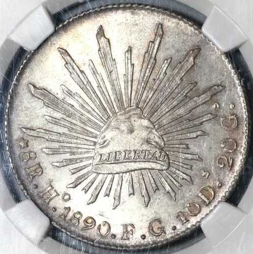 1890-Ho NGC MS 64 メキシコ 8レアル エルモシージョ 非常に希少な銀貨 (20050101C)｜WORLD RESOURCE【QUEEN店】