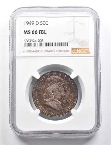 1949-D フランクリン ハーフダラー MS66 FBL NGC 美しい色合いの素晴らしいカラー *9493｜WORLD RESOURCE【QUEEN店】