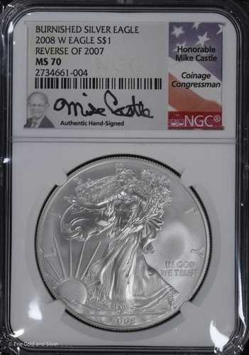 2008 W $1 アメリカン シルバー イーグル NGC MS 70 (BU 未流通) ASE｜WORLD RESOURCE【QUEEN店】