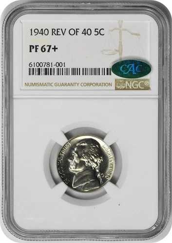 1940年ジェファーソンニッケル、1940年PR67+ NGC（CAC）の裏面｜WORLD RESOURCE【QUEEN店】