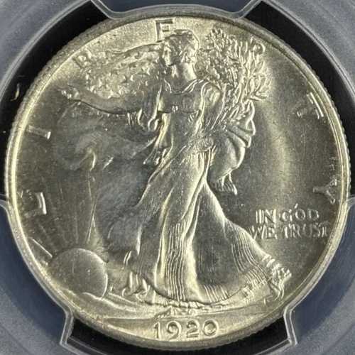 1920-P 50セント ウォーキング・リバティ PCGS MS63 - スペクタキュラー・ブラスト・ホワイトコイン｜WORLD RESOURCE【QUEEN店】