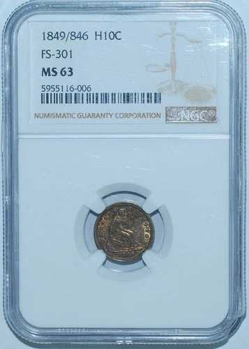 1849/6 NGC MS63 FS-301 希少初期型 ステートリバティシーティングハーフダイム H10セント｜WORLD RESOURCE【QUEEN店】