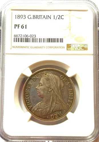 1893年プルーフハーフクラウンNGC PF61