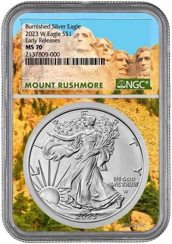 2023 W バーニッシュド シルバー イーグル NGC MS70 ER - ラッシュモア コア 10 枚パック レッドケース付き｜WORLD RESOURCE【QUEEN店】