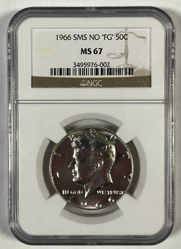 1966年 SMS ケネディ ハーフダラー 50セント FGなし NGC MS 67 レア ミントエラー LOW POP｜WORLD RESOURCE【QUEEN店】 272,745円