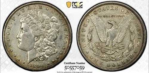 1894年 モルガン シルバー ドル PCGS XF40 ゴールド シールド ラベル｜WORLD RESOURCE【QUEEN店】 273,735円