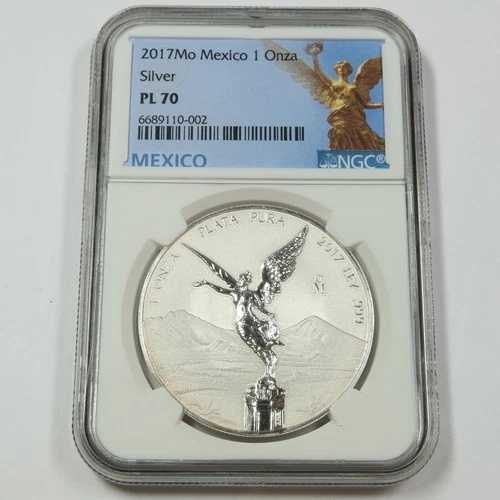 2017年 Mo NGC PL 70 リバースプルーフ メキシコ 1オンス シルバー リベルタッド オンザ #45412A｜WORLD RESOURCE【QUEEN店】