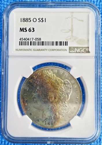 1885-O モーガン銀貨、NGC による MS63 評価 - 素晴らしいカラフルな色調!!｜WORLD RESOURCE【QUEEN店】