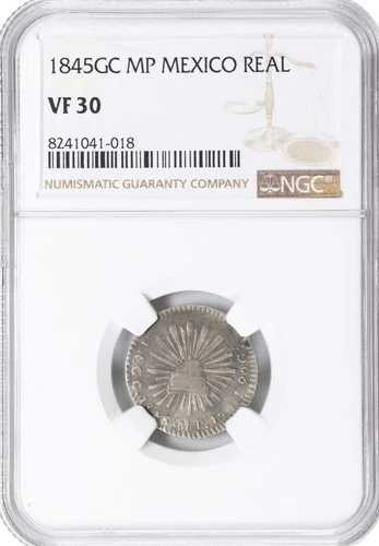 メキシコ：1 レアル 1845-GC MP グアダルーペ・イ・カルボ造幣局。NGC VF-30、極めて希少！｜WORLD RESOURCE【QUEEN店】