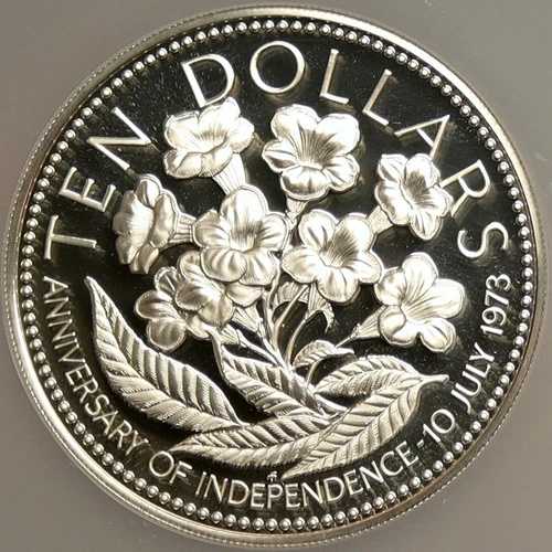 1975年 バハマ独立記念花 ヴィンテージ プルーフ シルバー 10ドルコイン NGC i103900｜WORLD RESOURCE【QUEEN店】