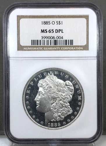 1885-O 米国 1ドル モルガン銀貨 NGC MS65 DPL (DMPL) ディープミラー ブラストホワイト