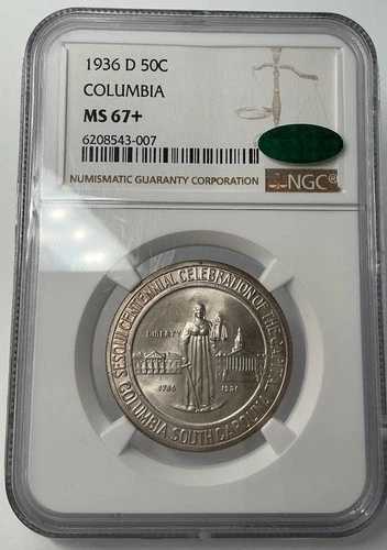 1936-D コロンビア サウスカロライナ 150周年記念ハーフドル NGC MS-67+ Plus CAC