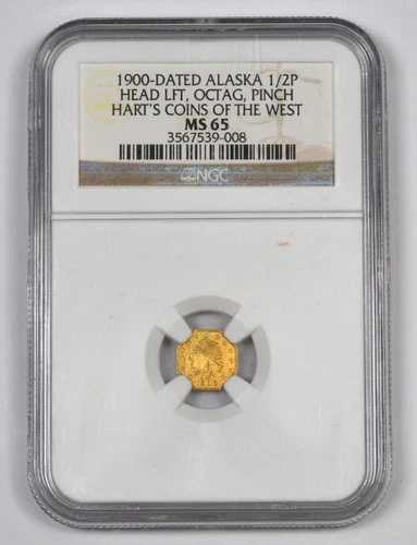 1900年 - アラスカ 1/2P ピンチ カリフォルニア ゴールド ヘッド 左 八角形 NGC MS65