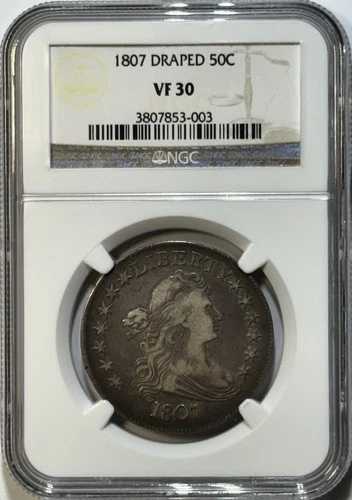 1807年 ドレープバスト ハーフドル 50セント ? NGC VF30 ? 初期米国銀貨 最終年