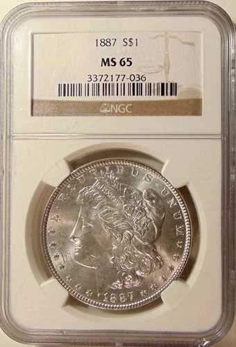 1887-P モルガン銀貨 - 良質な日付 - NGC MS65 - 美しい「GEM」BUコイン