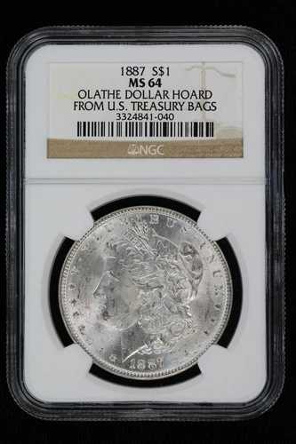 1887年モルガン・ダラー NGC MS-64 オレイサ・ダラー 米国財務省バッグ 3FW7より