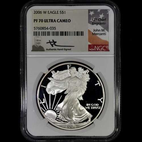 2006 W $1 プルーフ シルバー イーグル ? NGC PF-70 ? コイン マーカンティ サイン 035 ?信頼済み?