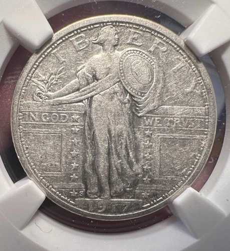 1917年 S スタンディング リバティ クォーター タイプ ワン 1 XF EF 45 非常に良好な状態 NGC